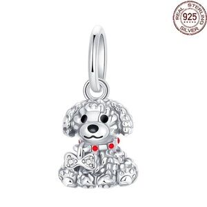 925 Sterling Silver Dog Charm with Red Accents For any bracelet or necklace NWT